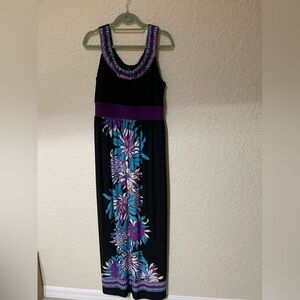 Tiana B. Black and Purple Floral Maxi Dress